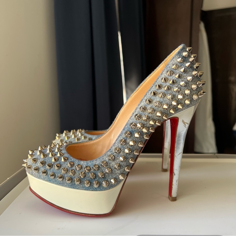 Christian Louboutin Metallic Spiked Heels